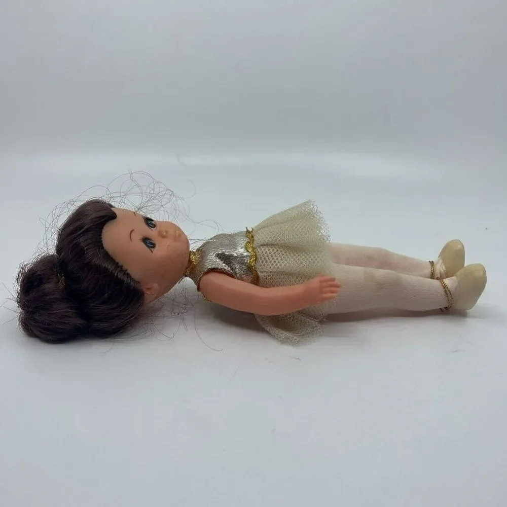 Vintage U.D.co Doll Ballerina Blue Eyes Dress Tutu‎ Brown Hair Hong Kong 9.5